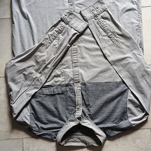 Vntg NORTH FACE Long Sleeve Gray On Gray Shirt XXL